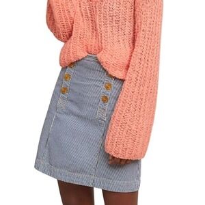 ANTHROPOLOGIE‎ PILCRO Blue & White Pinstripe Denim Sailor Mini Skirt 10
